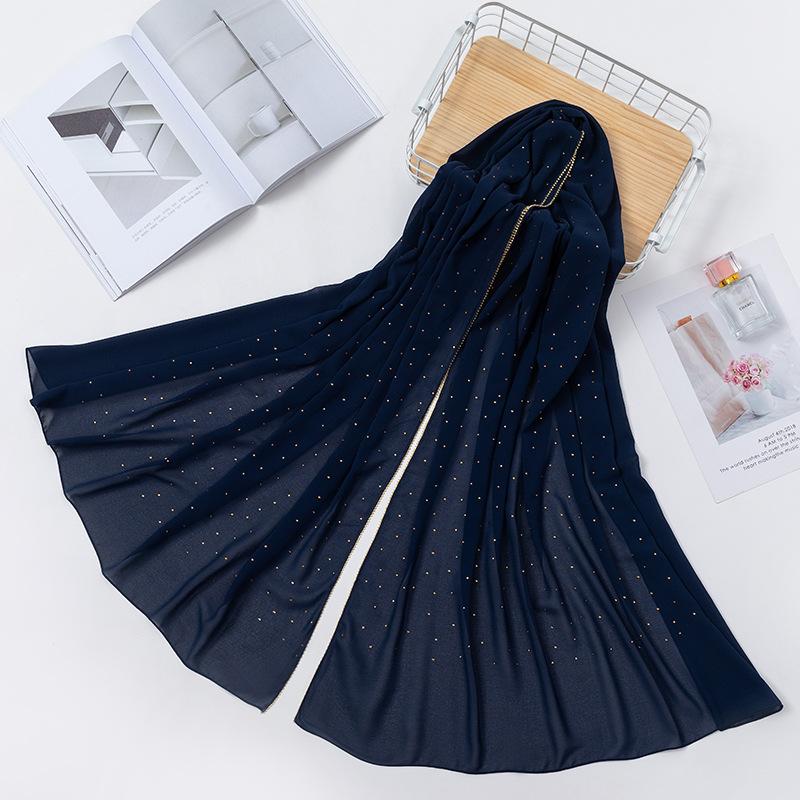 Роскошный золотой шифоновый платок на голову, однотонные мягкие длинные мусульманские шарфы для женщин, хиджаб, мусульманская женская шаль и накидка, платок, исламский