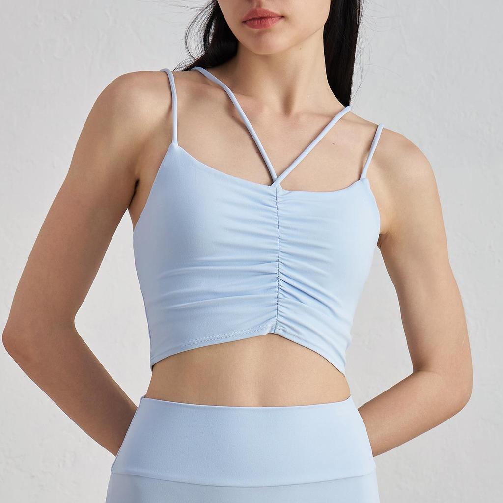 Women's Spring & Summer Sports Vest: Slimming Double Strap Yoga Bra & Nude Fitness Top
