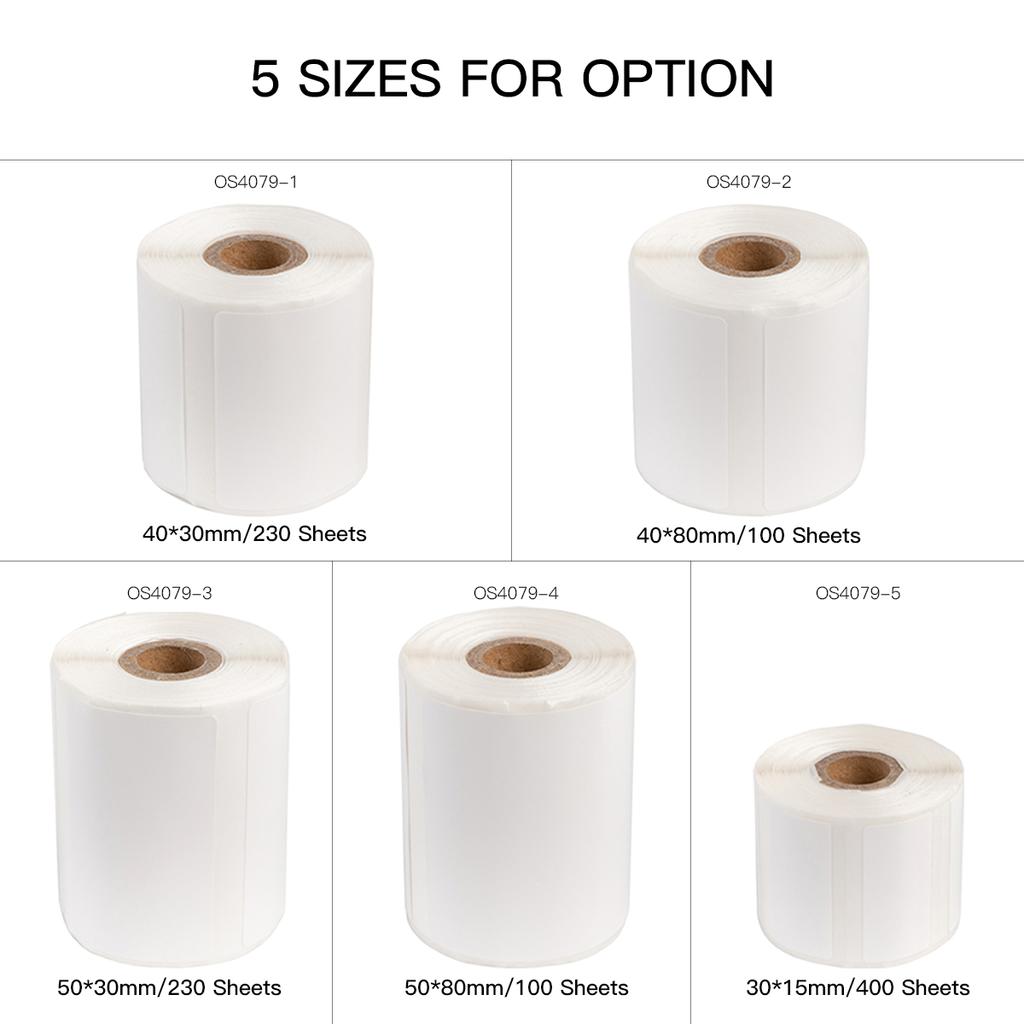 Self-Adhesive Thermal Paper Roll Name Size Price Label Paper 40*30mm 230sheets/roll Compatible with Phomemo M110 Thermal Printer