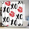 Шторка для душа с узором "Губы и XOXO" - Стильный и веселый декор для ванной комнаты, водонепроницаемая, прочная, подходит для разделения влажной и сухой зон