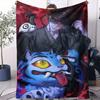 K-POP Demon Hunters Huntrix Girls Flannel Blanket Gradient Color Star Print Soft Warm Plush Throw for Fans Bed Couch Home Decor