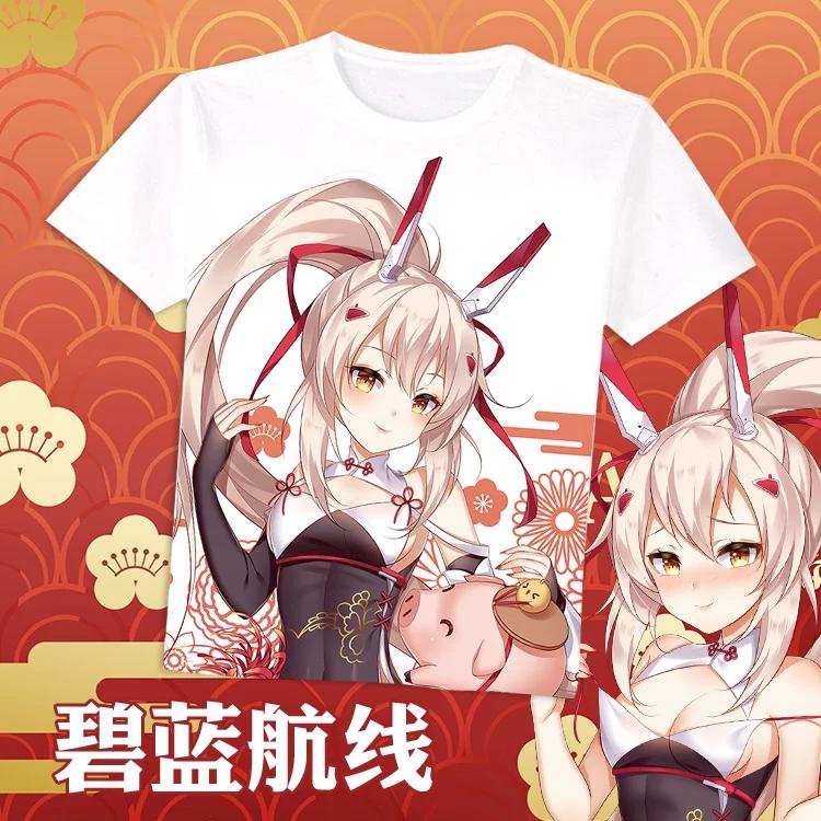 Популярные Игровые Футболки Azur Lane 3D Печать Аниме Мультфильм Короткий Рукав Мода Харадзюку Круглый Вырез Y2k Топы Летняя Одежда