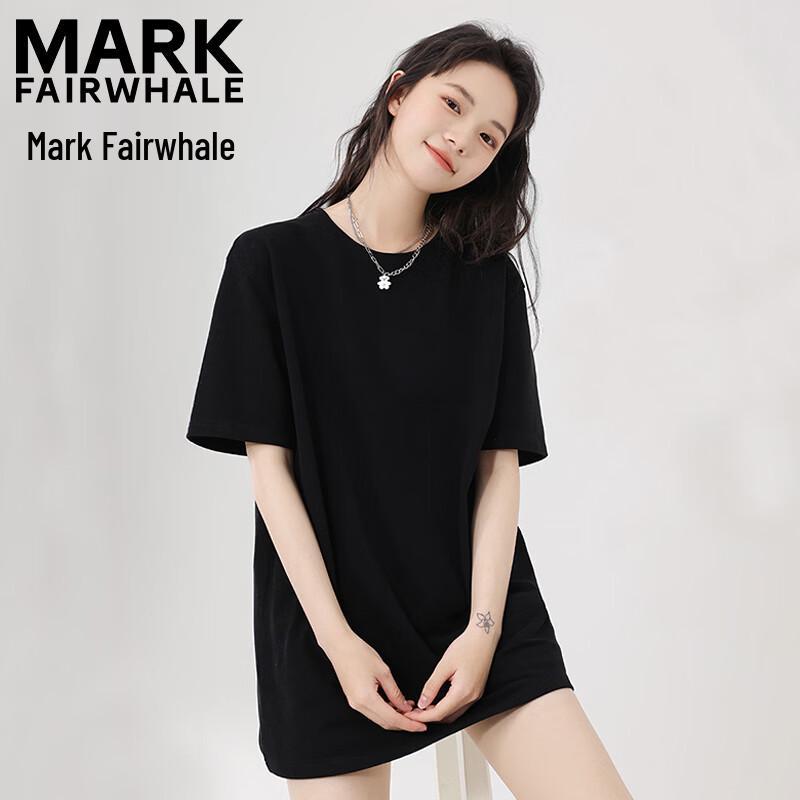Mark Fairwhale Женская хлопковая футболка свободного кроя средней длины с круглым вырезом