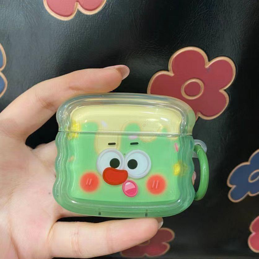 Милый забавный чехол для наушников AirPods AirPod 2 3, прозрачный чехол с мультяшным рисунком и кольцом для ключей, мягкий силиконовый чехол для AirPods Pro