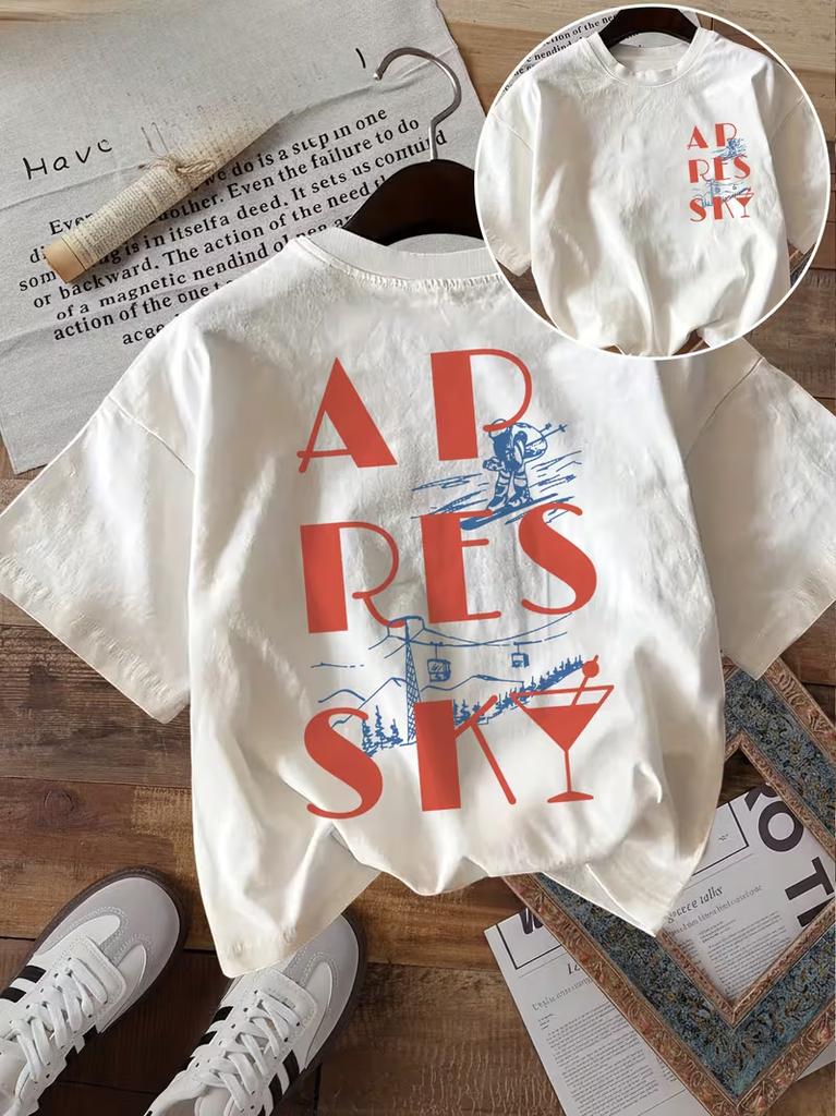 Unisexs Apres Sky Graphic Tee Vintage Loose Fit Casual Short Sleeve Breathable Skiing Spring Summer Daily Commuting Style Top