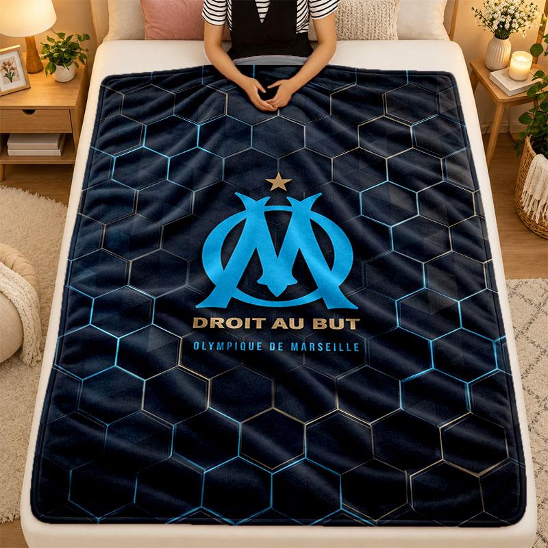 Flannel BlanketOlympique Lyonnais FC Warm Soft Throw Blanket for Indoor Sofa Bed Living Room Use