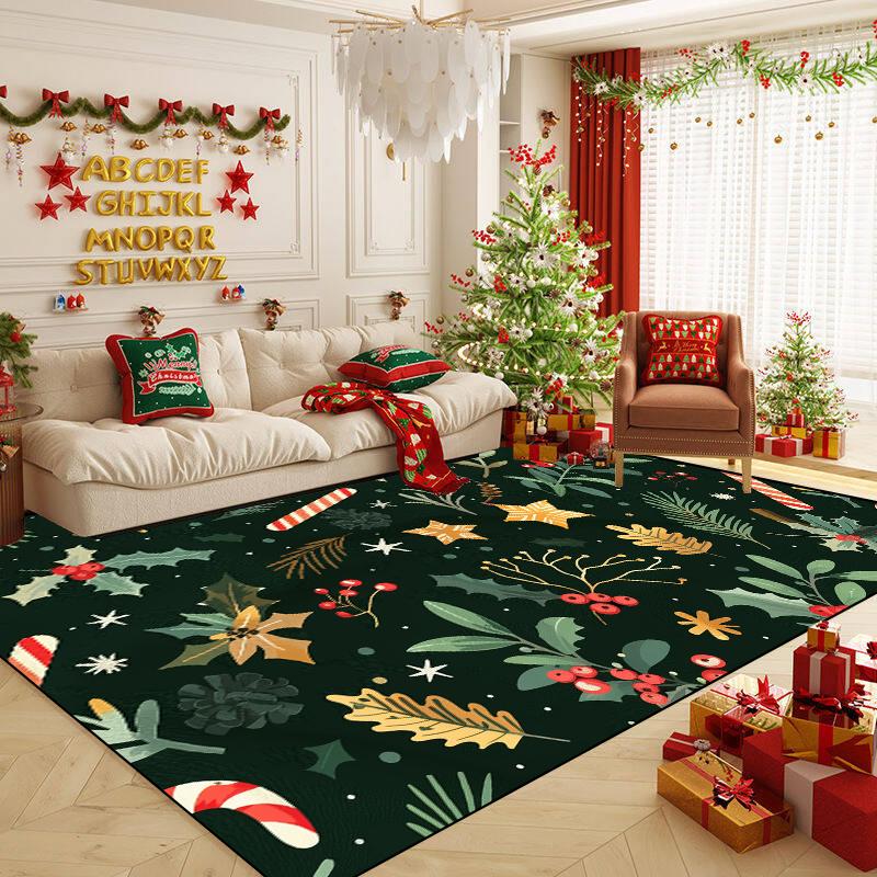 Christmas Tree Decor Rug Large Living Room Decoration Home Carpet Cartoon Children's Bedroom Mat Non-slip Lounge Rug Customized
