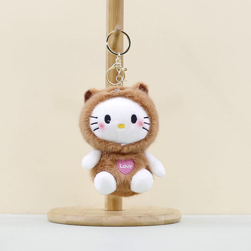 Cat Charming Plush Doll Keychain For Trendy Backpack Accessories In Soft Fur Short