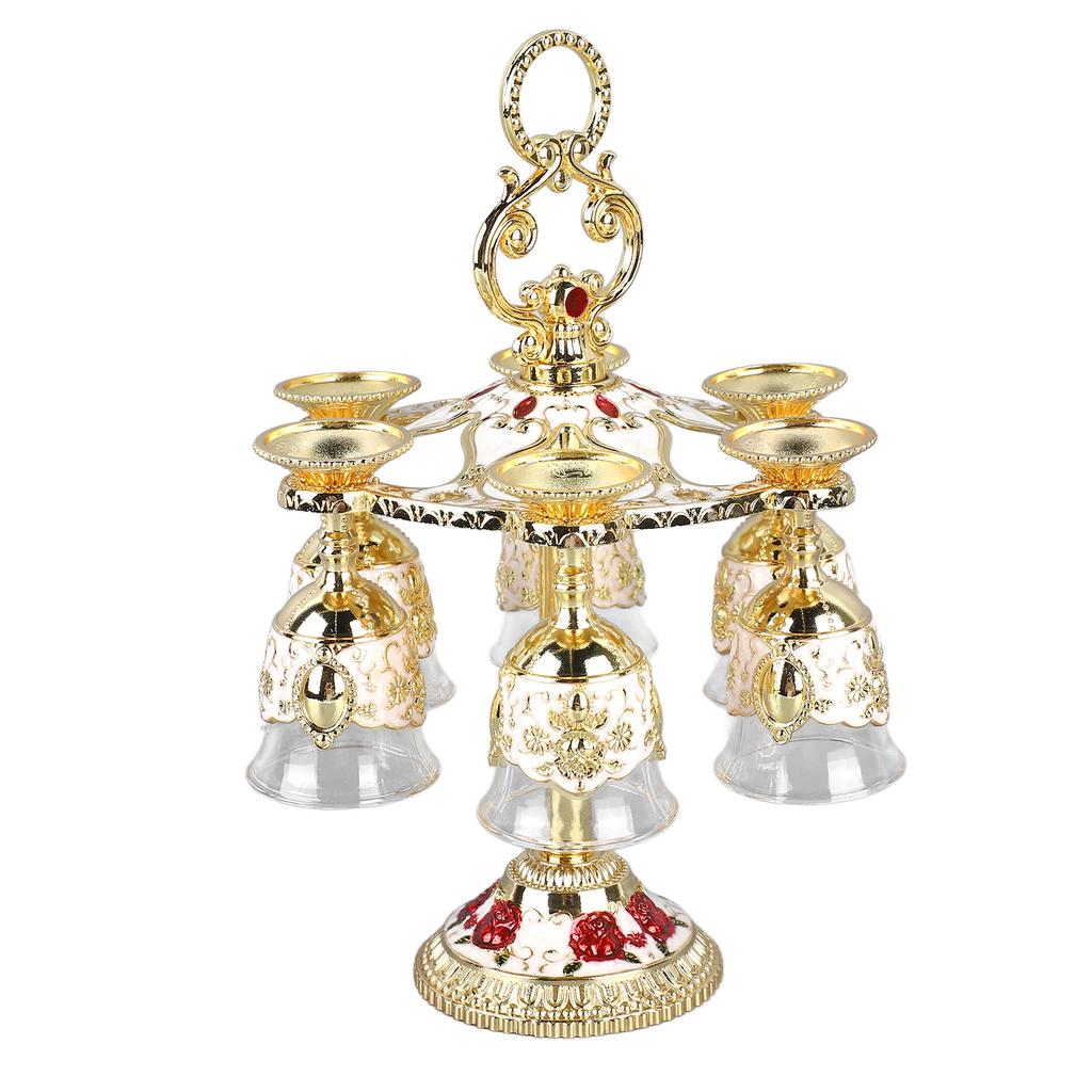 6 шт. Китайская чаша в стиле ретро из цинкового сплава, стеклянная, с тисненым цветочным узором, чашка для сутенера для вечеринки