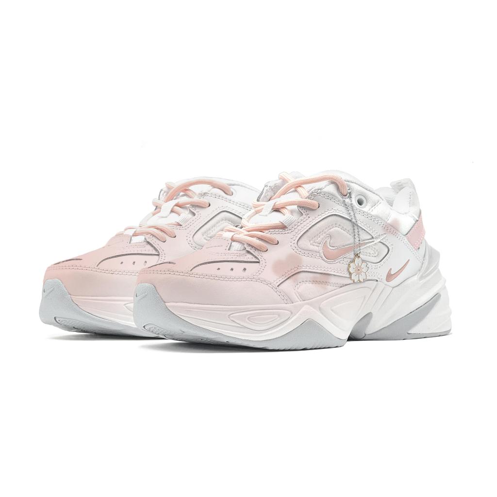 Nike M2K Tekno Сердце Цветок Вишни Низкие Скейтбордические Кроссовки Женские Розовый Белый AO3108-100(TeamS-S-BOX)
