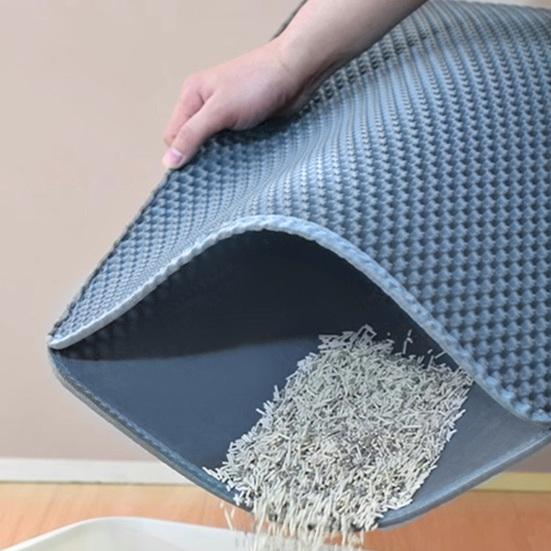 Коврик для кошачьего туалета, сотовый двухслойный самоочищающийся коврик для туалета, противоскользящий, легко чистящийся, удобный коврик для защиты лап