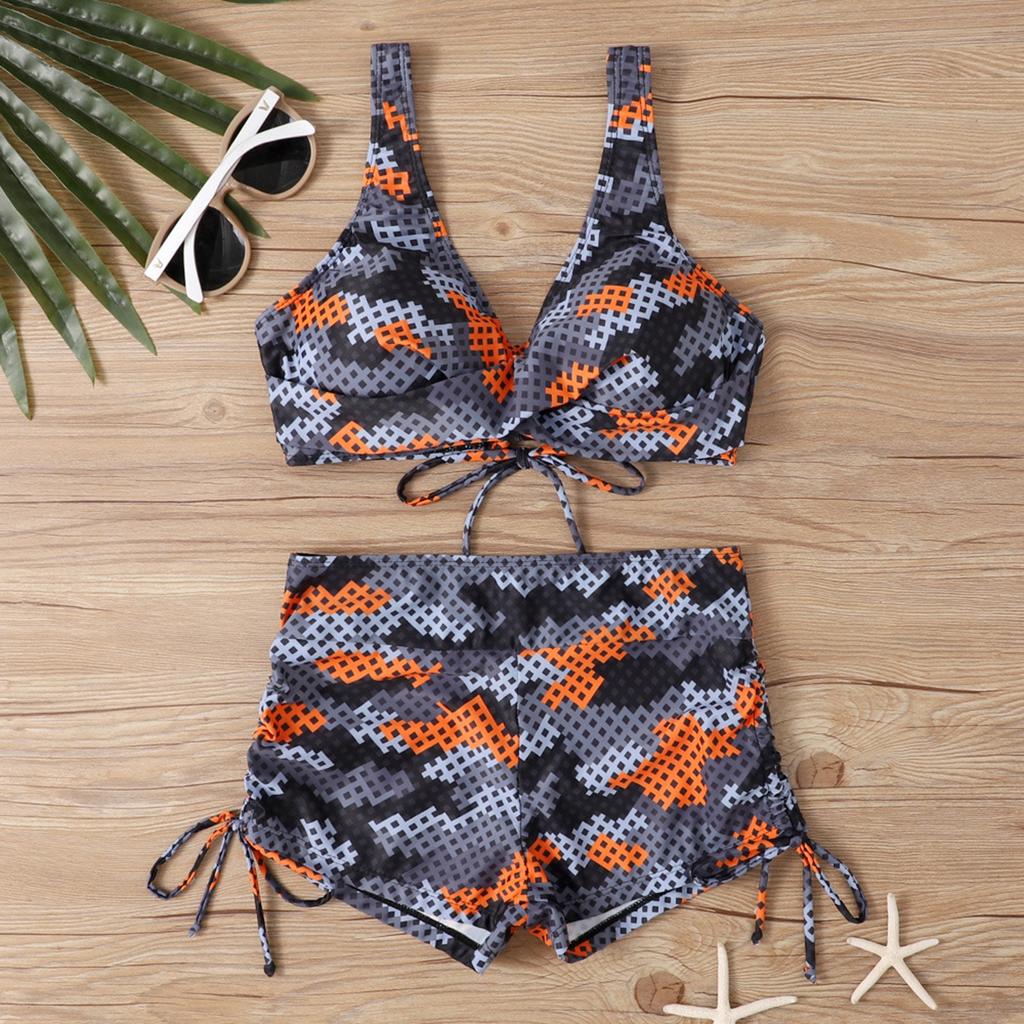 Women's Split Fashion Sexy Bikini Print With Breast Pad Without Steel Bracket Swimsuit