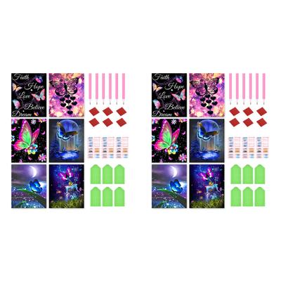 - 6 шт. 5D DIY полная круглая алмазная картина животное бабочка декор искусство 30x40