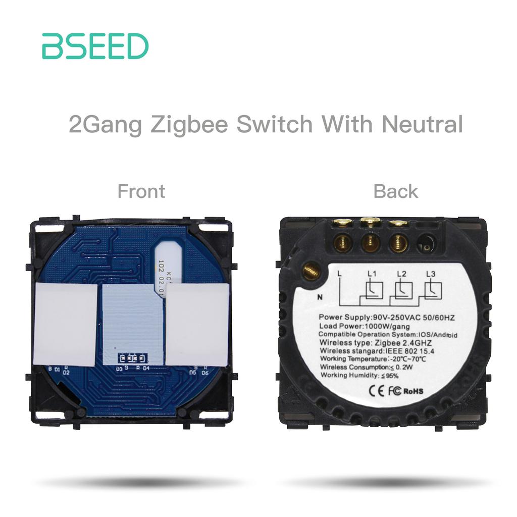 BSEED Zigbee Умные сенсорные выключатели 1/2/3 модуля Обычные французские настенные розетки Тип-C USB Функциональные модули Стеклянные панели DIY Комбинация