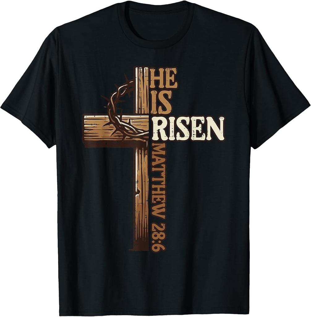 Easter Cross "He is Risen" Christian T-Shirt