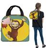 Curious George Monkey Happynes Insulated Lunch Bag for Women Children Portable Food Boxes Thermal Lunch Box Tote