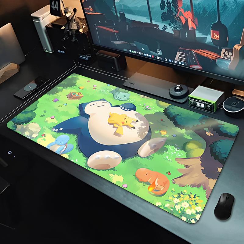 Hot Mouse Pad Gamer Essential Anime Pokemon Extended Desk Mat kawaii Snorlax Psyduck Laptop Gaming Accessories Non-Slip MousePad
