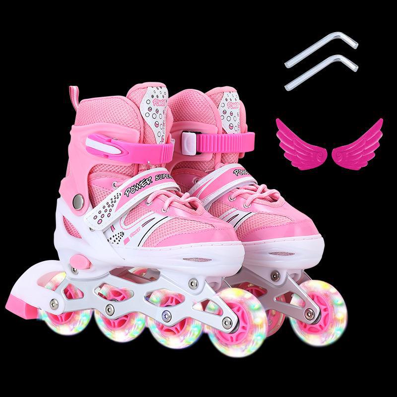 Регулируемые детские роликовые коньки - полный комплект, цветной