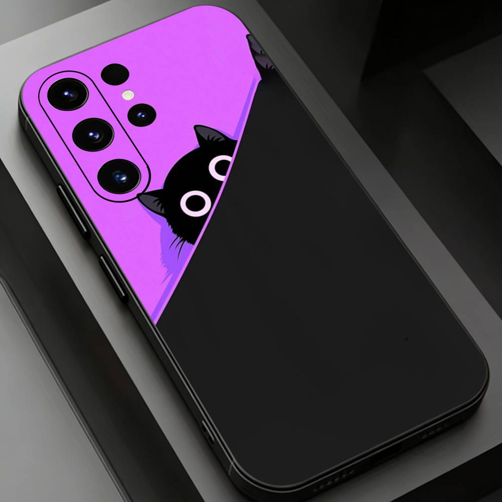 Black Cat Phone case for Samsung Galaxy S24,25,26,23 22,21,S20 Plus Ultra FE soft fundas cases