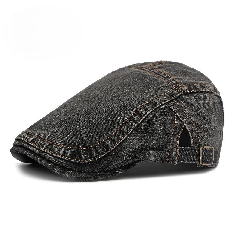 Men Washed Denim Beret Retro Flat Cap Spring Autumn Thin Newsboy Hat Women Casual Adjustable Duckbill Cap Trendy Cabbie Hat