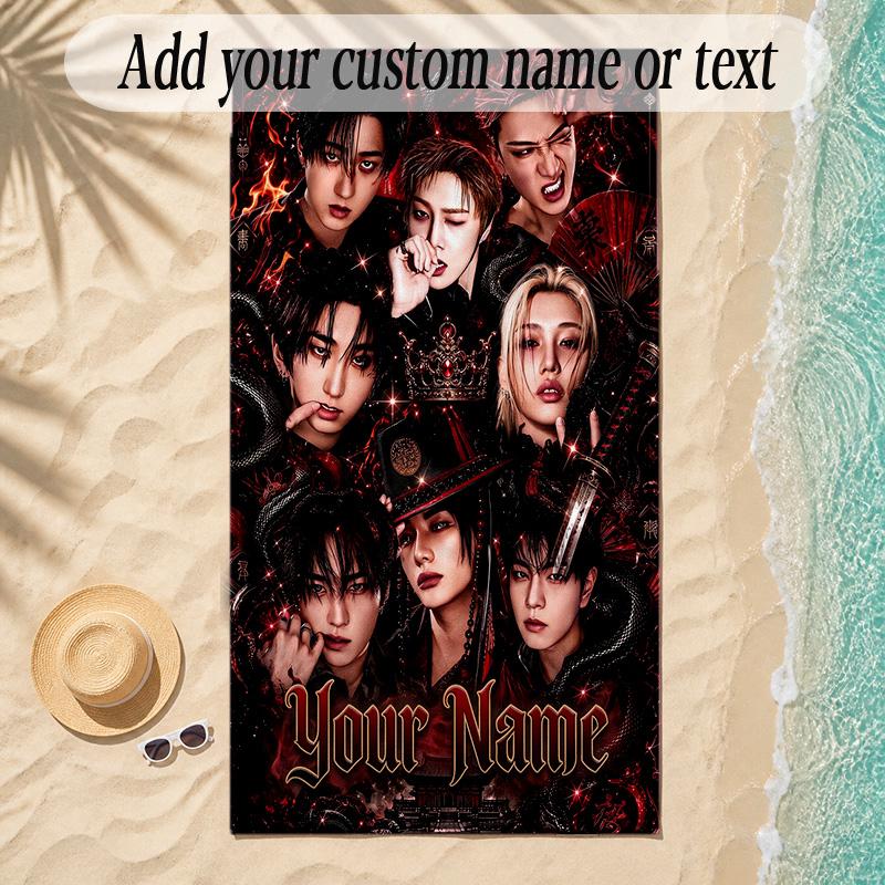 Beach TowelStray Kids Custom Name Text Personalized Soft Towel for Beach Pool Indoor Home Decor Gift