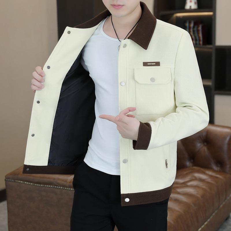 Осенне-зимний новый стиль пиджака с лацканами Красивый молодой и среднего возраста повседневный модный пиджак кардиган пальто мужская одежда