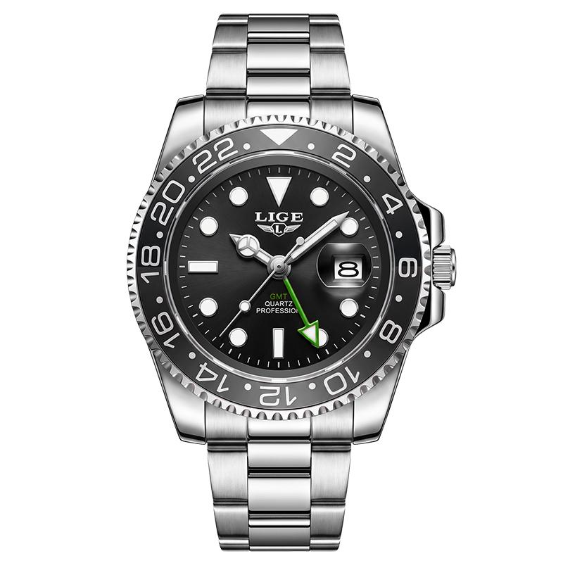 LIGE Top Original Men Quartz Watches for Men Waterproof Calendar Stainless Steel Quartz Men Luxury Watch Luminous Wristwatch