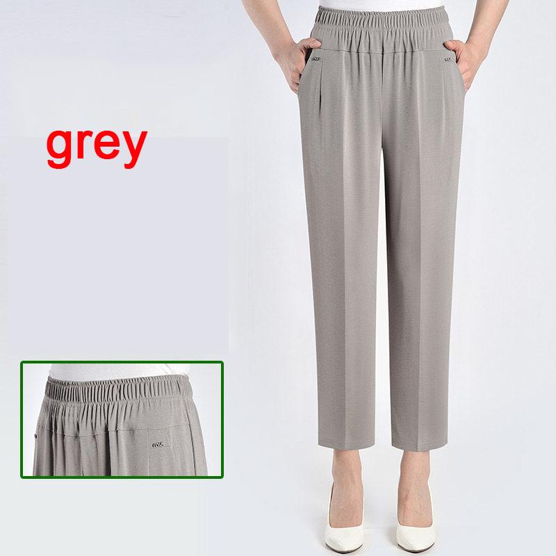XL-8XL летние брюки для мам из ледяного шелка, брюки для пожилых женщин, свободные брюки для бабушки, большие