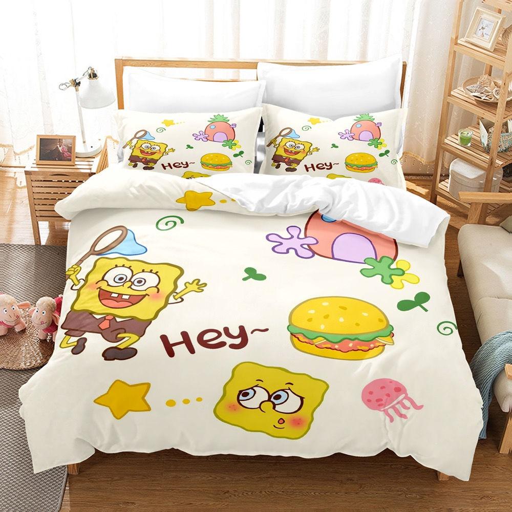 Cute SpongeBob Bedding Sets Exquisite Bed Supplies Set Duvet Cover Bed Comforter Set Bedding Set Luxury Birthday Gift