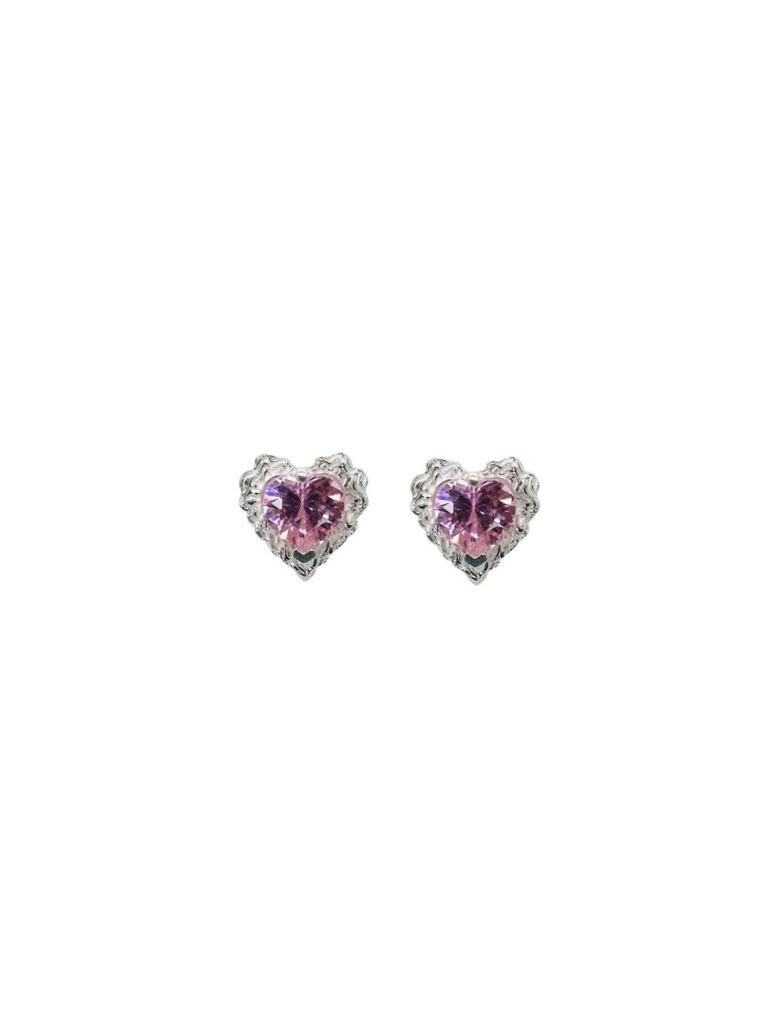 Серебряные серьги Ireheri Petit с розовым сердцем