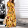 Women Dress Charming Thin Sundress Elegant Dress Sexy Off Shoulder Leopard Butterflies Print Long Dress Maxi Dress Ladies Clothing