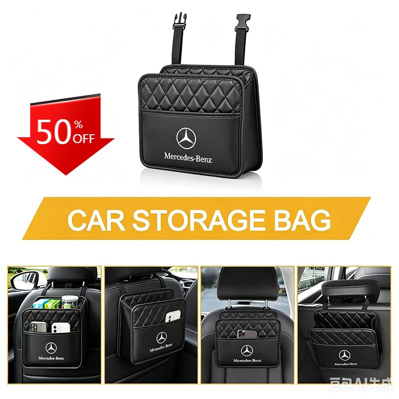 CRY1 Car Multi-function Storage Bag Automobile Seat Back Storage Pocket Stickers For Mercedes Benz W176 W246 W212 W204 C117 X156 A B
