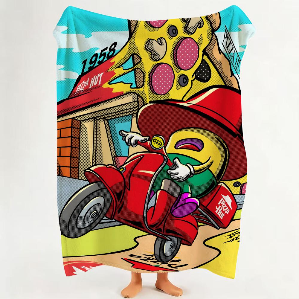 Food P Pizza H Hut Throw Flannel Throw Blanket Suitable for Sofa Living Room Bedroom