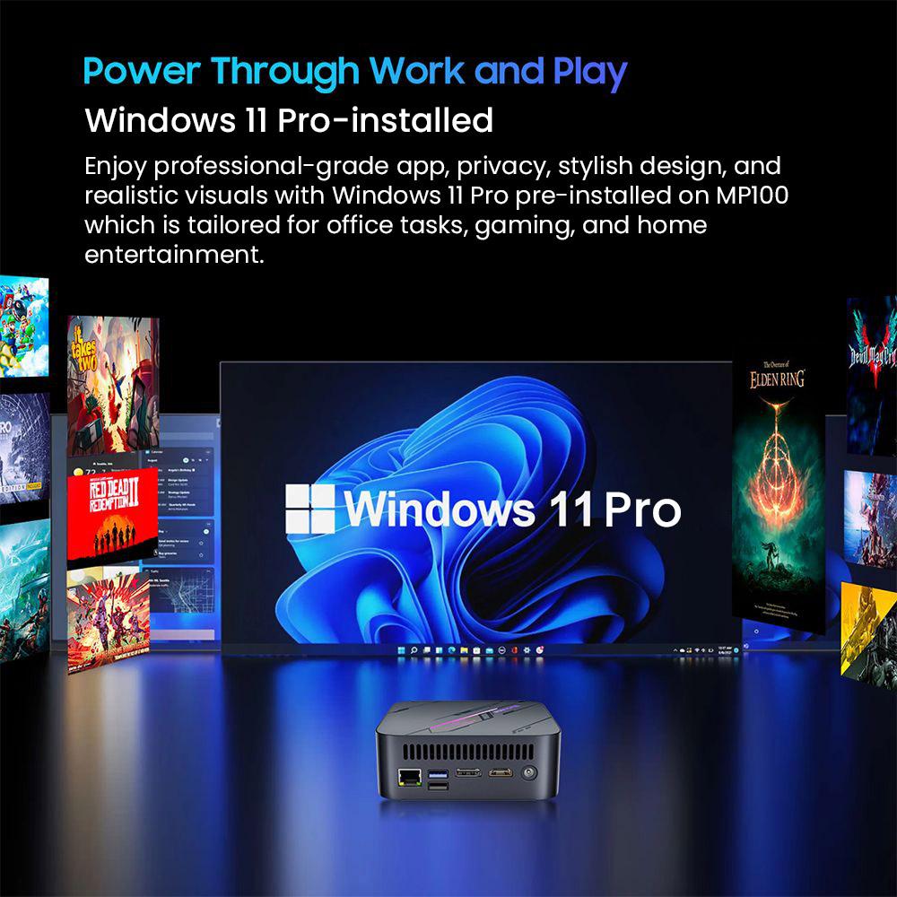 Мини-ПК Blackview MP100, AMD Ryzen 7 5700U 8 ядер Макс. 4,3 ГГц, 16 ГБ ОЗУ 1 ТБ SSD, DP+HDMI+Type-C Тройной 4K дисплей