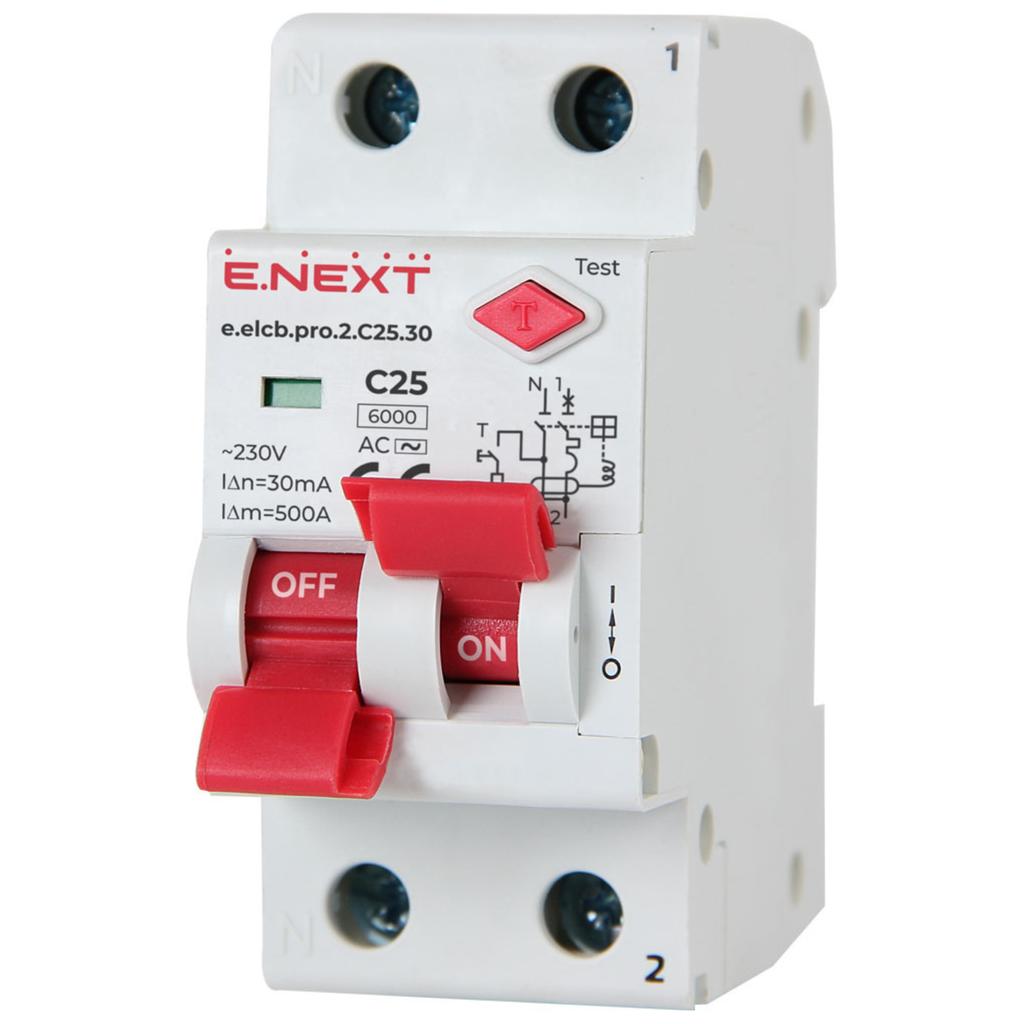 E.next p0620003 wyłącznik różnicowoprądowy z członem pro 2p c 25a 30ma 6ka typ ac