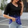 Женские футболки с V-образным вырезом, топы с половиной рукавов, повседневные летние футболки с принтом, футболка, блузка