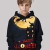 Худи для мальчика на Хэллоуин - Узор Замок с привидениями, Летучая мышь и Полная луна - Текст "Счастливого Хэллоуина" Подарок на Хэллоуин