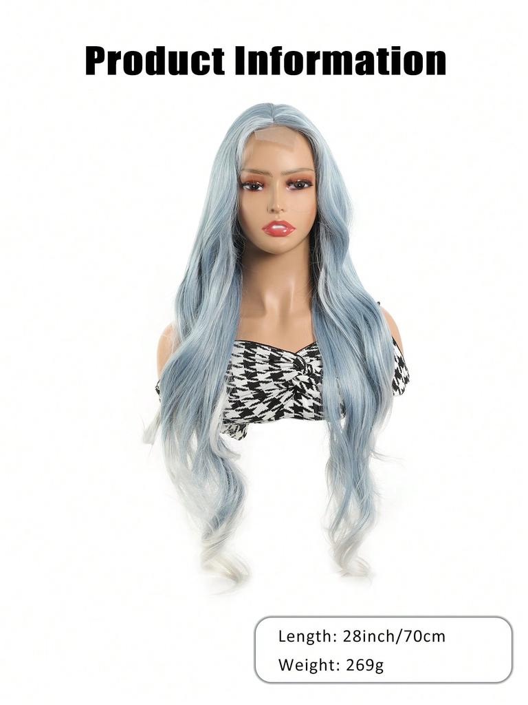 Синтетический парик 28 дюймов мятно-голубой градиентный длинный парик подходит для женщин на Хэллоуин, косплей, тематические вечеринки, повседневное использование
