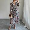 Elegant and Stylish Printed V-neck Corset Dress for Women's Spring and Summer