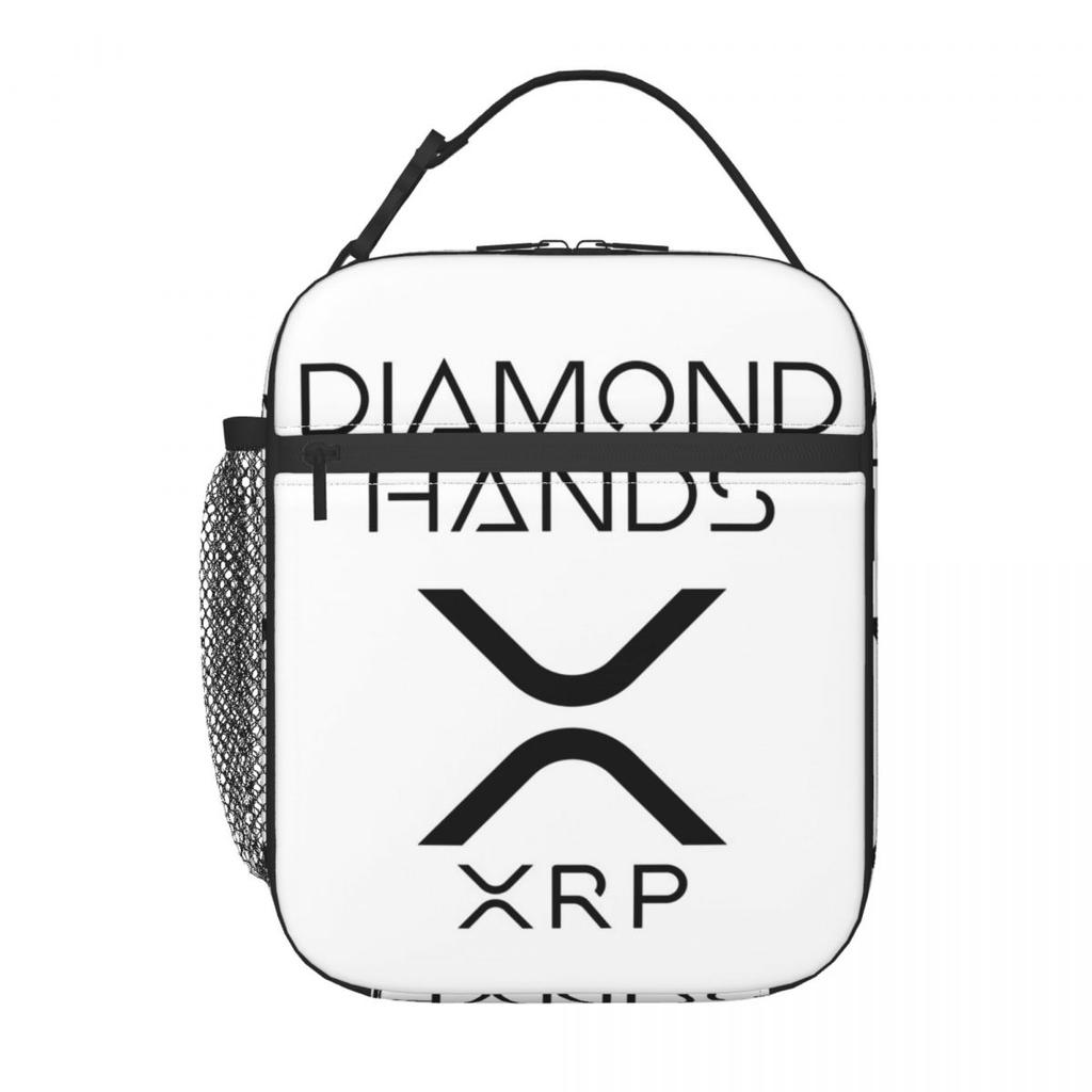 XRP Ripple Crypto Diamond Hands Insulated Lunch Bag for Women Children Portable Food Boxes Thermal Lunch Box Tote