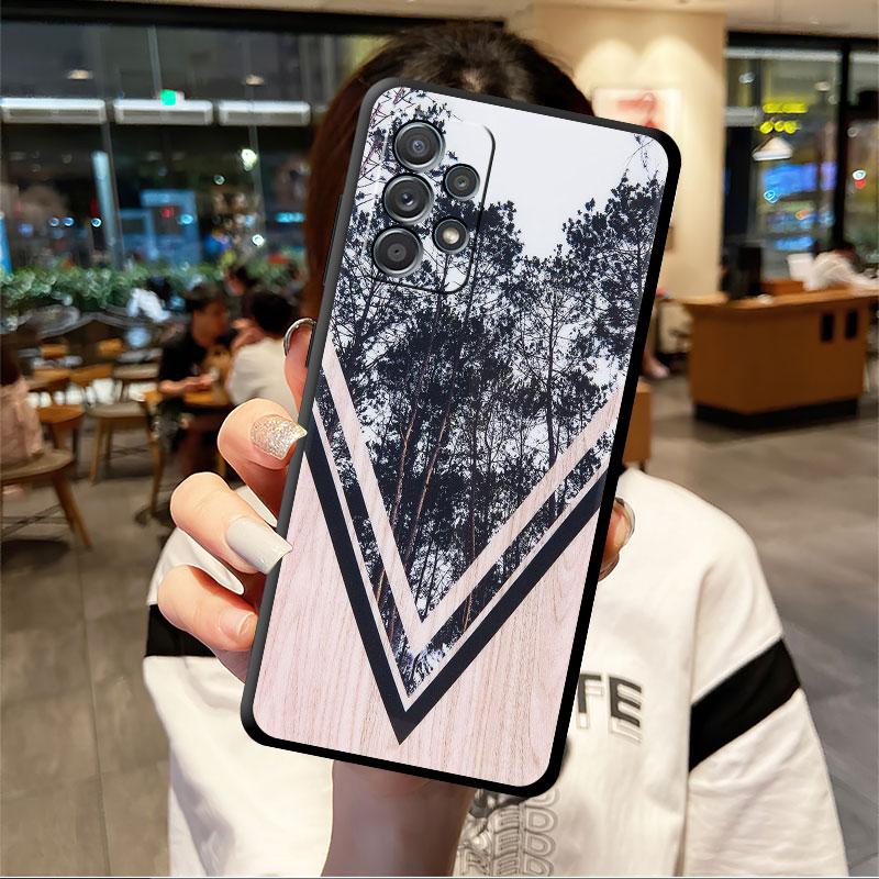 Чехол с лесной геометрией, деревом и природой для Samsung Galaxy A52 A53 A13 A12 A32 A33 A51 A21s A71 A23 A31 A22 5G, черный чехол для телефона