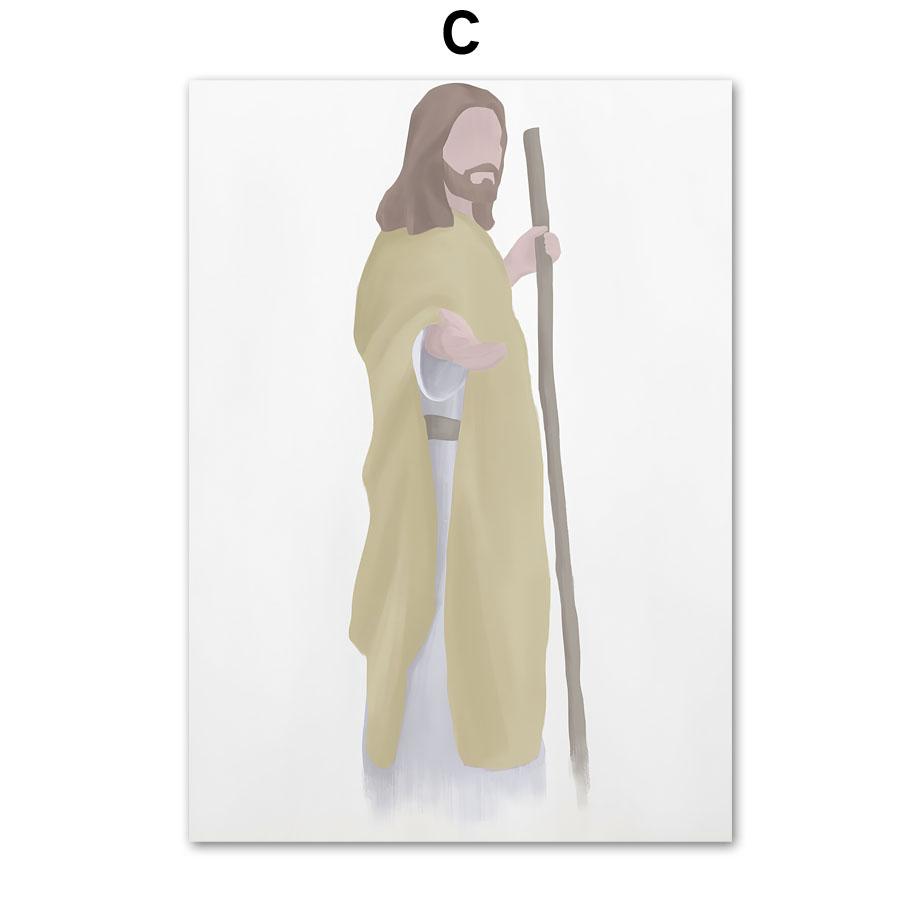 Настенные художественные принты, картина на холсте, портрет Иисуса Христа, Дева Мария, акварель, плакат на скандинавскую тему, настенные панно для декора гостиной