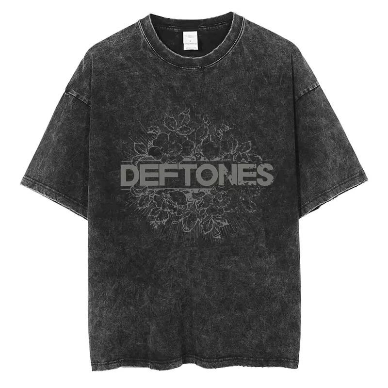 Deftones Vintage Washed TShirt Men Women Hip Hop Streetwear Cotton Tee