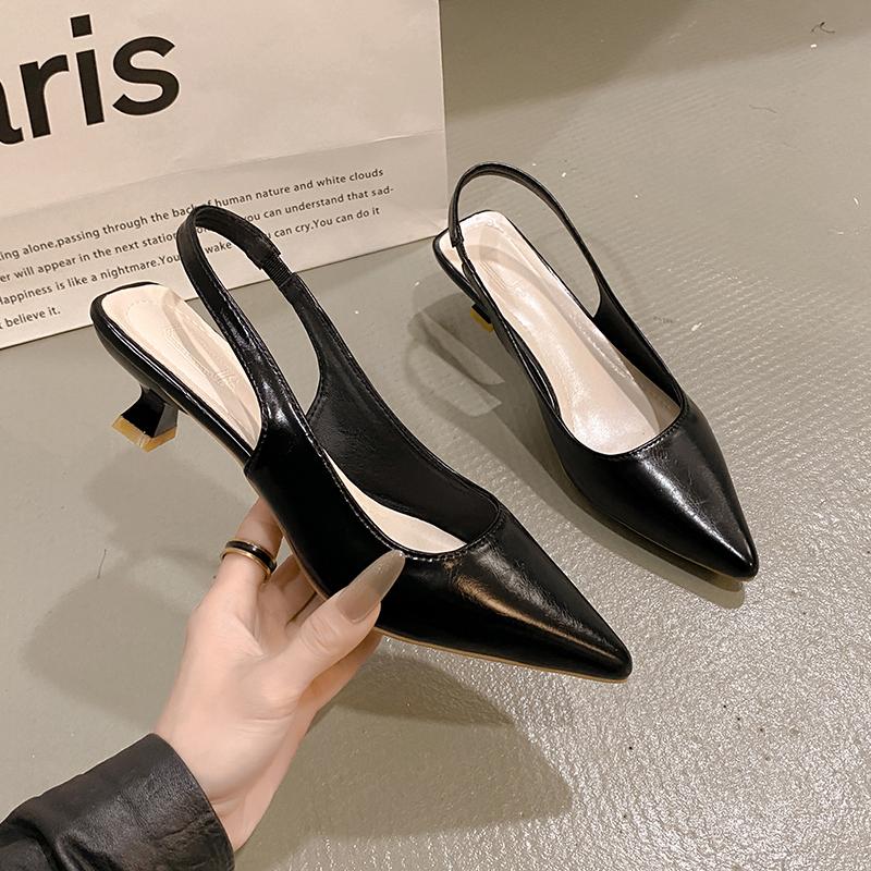 Fashion Fashion Female Shoes New Women's Pumps Solid Color Simple Mid Heel Shoes Sexy Pointed Toe Slingback Elegant Dress Shoes