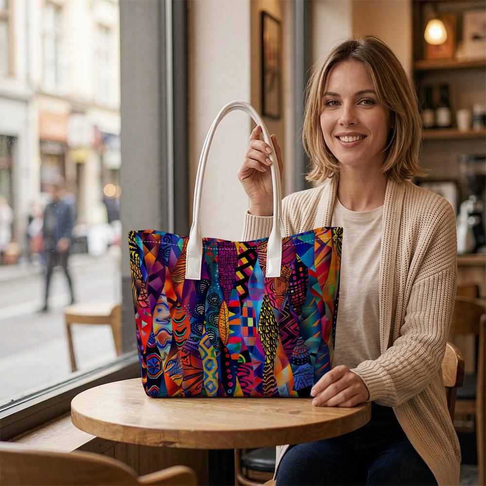 Colorful Tribal Pattern Shoulder Tote Bag Fashion Portable Daily Use Handbag