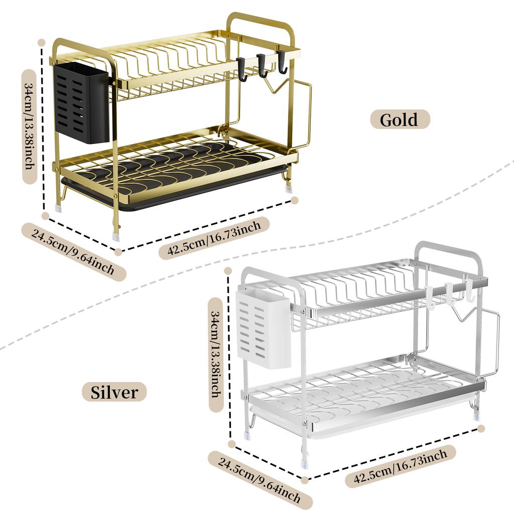 Door-Type Double-Layer Dish Rack (Flat Wire Style)