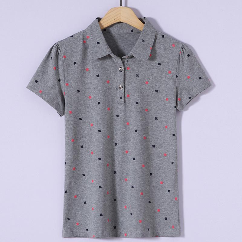 Женская футболка 4XL с короткими рукавами, весенне-летняя, с принтом на лацкане, универсальная, повседневная, с лацканами, женская модная футболка