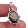 Natural Smoky Quartz Gemstone Handmade 925 Solid Silver Gift Pendant 1.25" P4F61