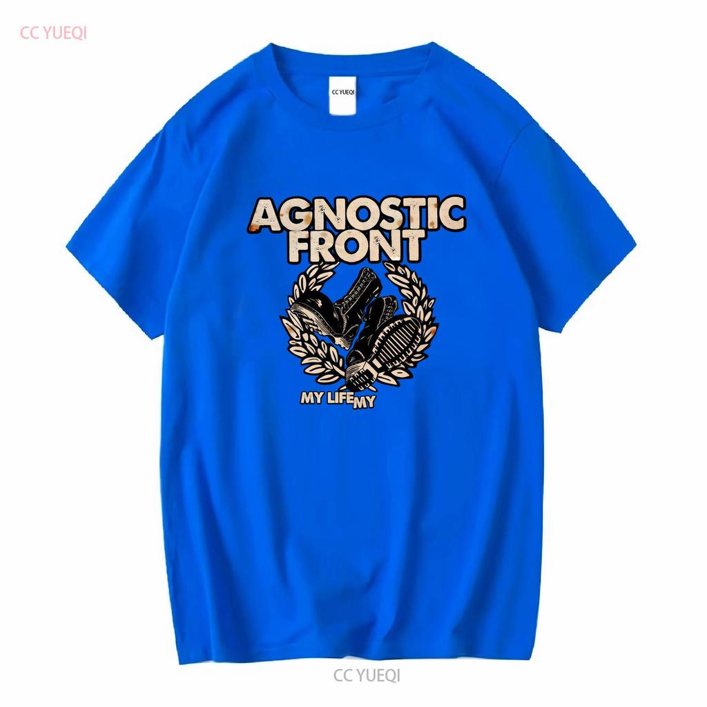 Agnostic Front Logo T Shirt MenS Cotton Classic Retro vintage Washed Versatile designer clothes Stylish fashion Breathable