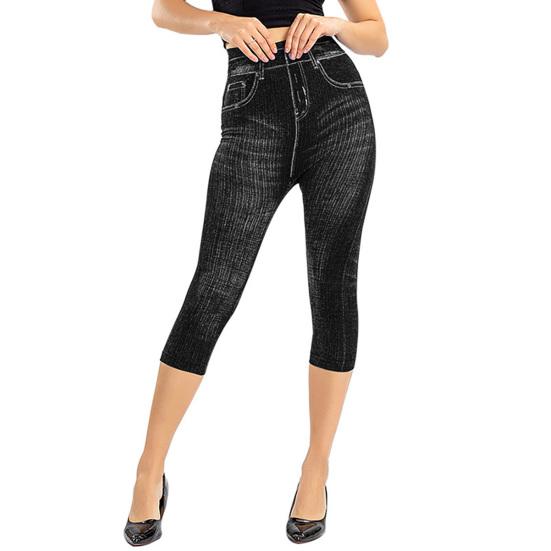 Yousheng Женские укороченные джинсы Slim Fit с высокой талией Эластичные полосатые утягивающие пуговицы на молнии с карманами до середины икры Повседневные брюки для поездок на работу